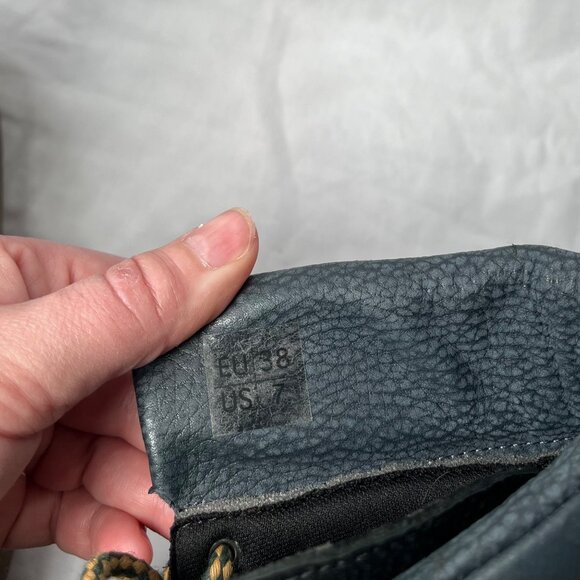 coolway Black Leather Plaid trim Lace Up Ankle Boots US 7 - Picture 4 of 14